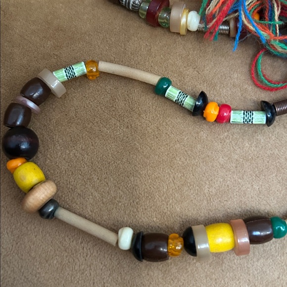 Multicolor African Beaded Necklace with Tassels - Picture 5 of 7